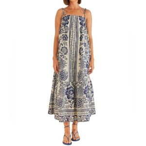 Farm Rio Blue Pineapple Garden Midi Long Dress S